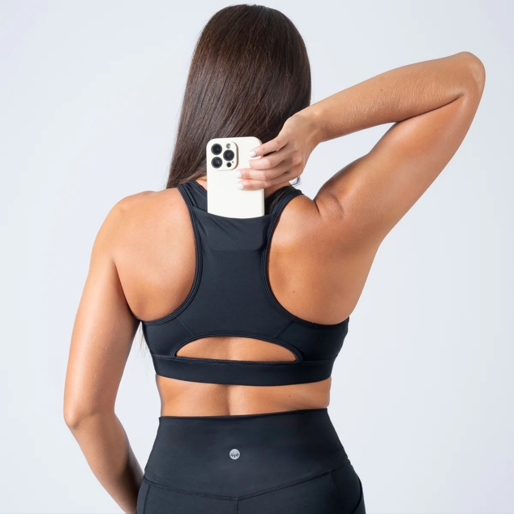 Senita Athletics Black Racerback Sports Bra